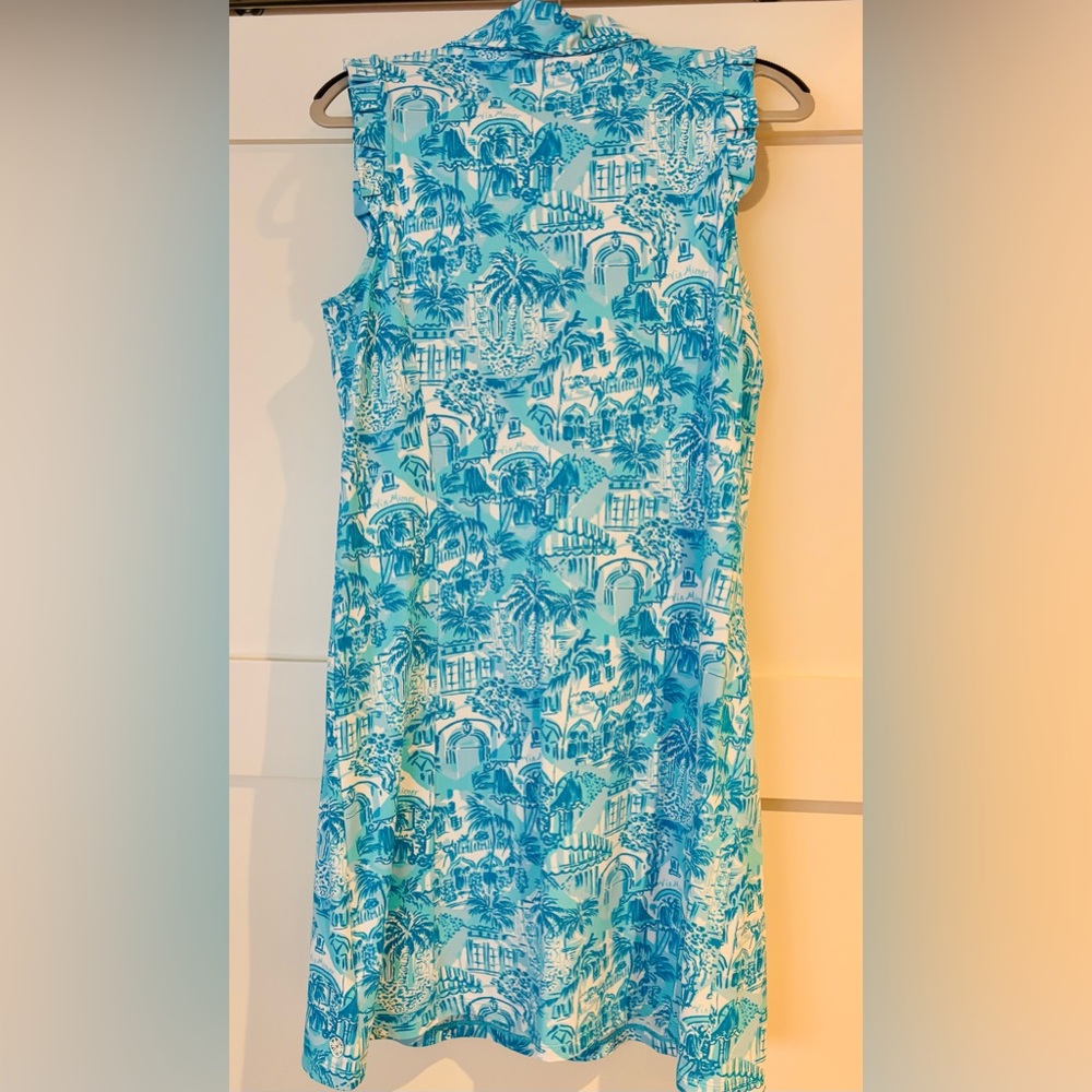 Lilly Pulitzer Silvia Dress Sway This Way Print Blue Turquoise Size Medium - Picture 6 of 6